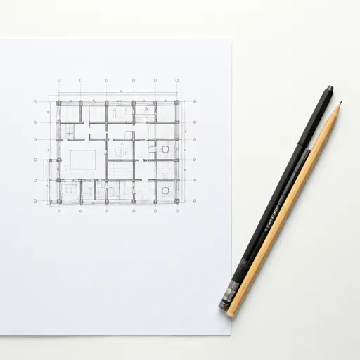 Detailed architectural blueprints and construction documents laid out on a table